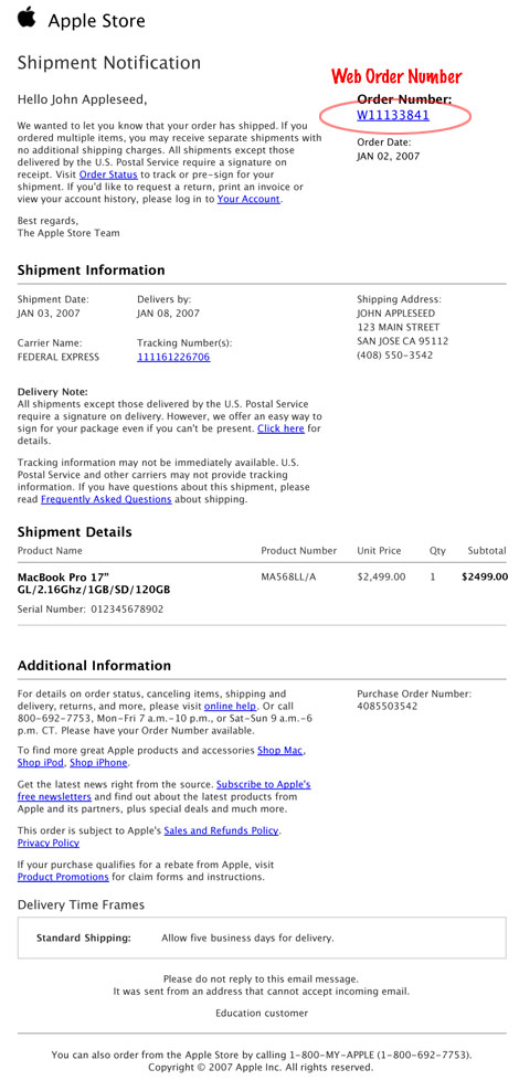 Online Receipt