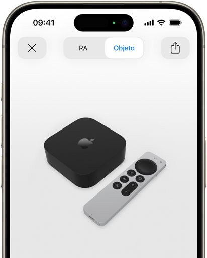 Imagem mostra uma Apple TV 4K na tela de realidade aumentada no iPhone.
