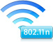 Ic&ocirc;ne sans fil et badge 802.11n