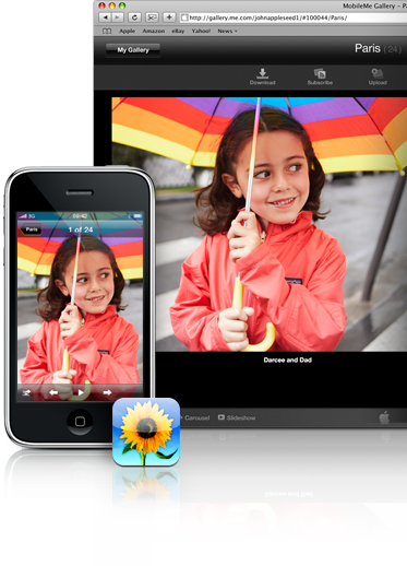 Interface de la galerie sur un iPhone et dans un navigateur
