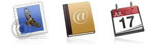 Ic&ocirc;nes des applications Mail, Carnet d'adresses et iCal