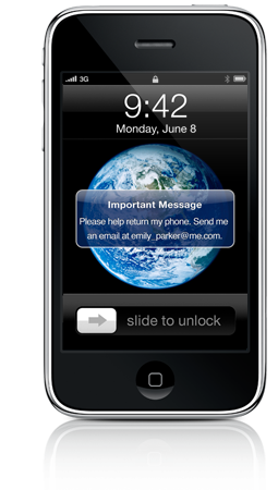 iPhone avec un message d'alerte de Trouver mon iPhone disant &laquo;&nbsp;Message important. Aidez-moi &agrave; retrouver mon iPhone.&nbsp;&raquo;