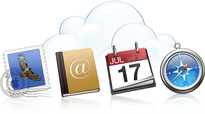 Ic&ocirc;nes des applications Mail, Carnet d'adresses, Calendrier et Web