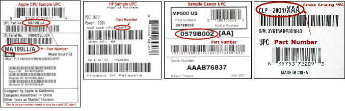 Sample UPC Labels