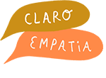 Two colourful speech bubbles, each containing Spanish words: claro and empatía