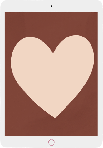 Ein illustriertes iPad kommt ins Bild und zeigt ein Herzsymbol.