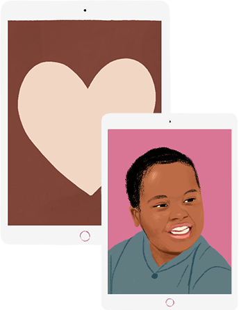 Aparece un iPad ilustrado con la imagen de un símbolo de corazón.