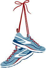 William’s running shoes hanging by their laces