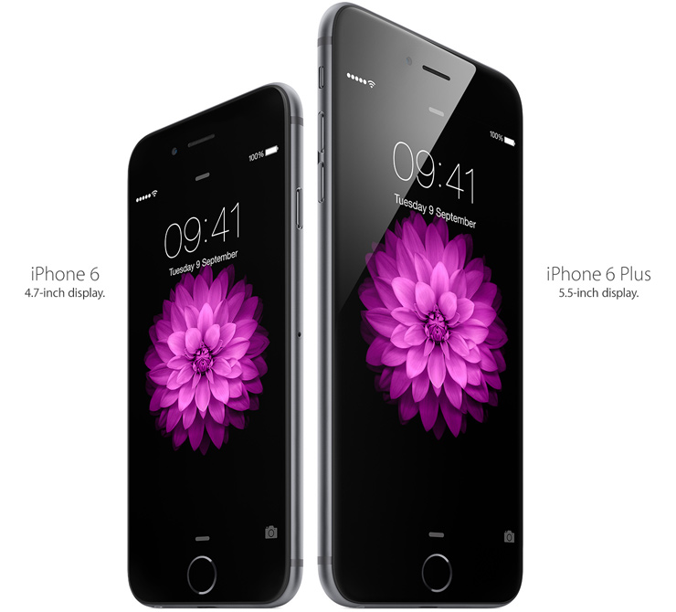 iPhone 6 - 4.7-inch display. iPhone 6 Plus - 5.5-inch display.
