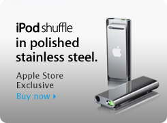 iPod shuffle in polished stainless steel.