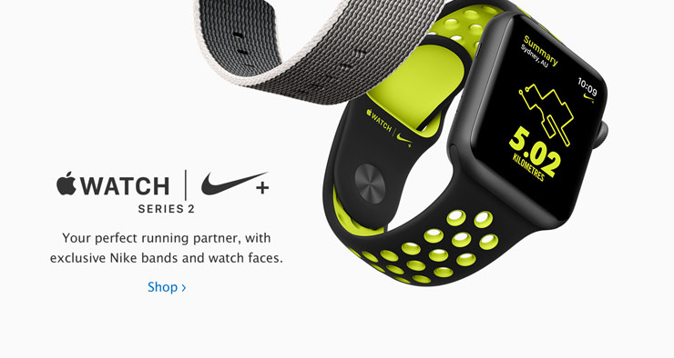 Apple Watch Nike+ Series 2. Your perfect running partner, with exclusive Nike bands and watch faces.