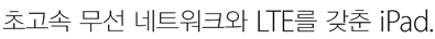 초고속 무선 네트워크와 LTE를 갖춘 iPad.