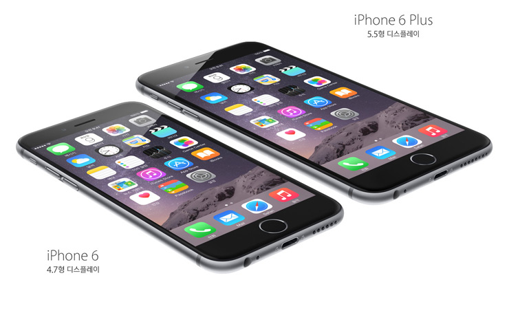 iPhone 6 Plus: 5.5형 디스플레이. iPhone 6: 4.7형 디스플레이.