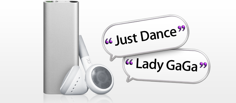 iPod shuffle com ícone do VoiceOver.