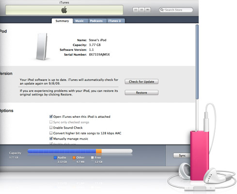 iTunes Abbildung und iPod shuffle.
