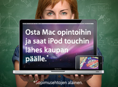 Osta Mac opintoihin ja saat iPod touchin lähes kaupan päälle. Sopimusehtojen alainen.
