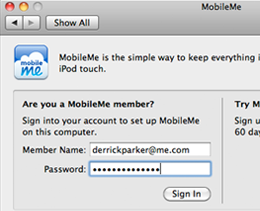 登入 MobileMe