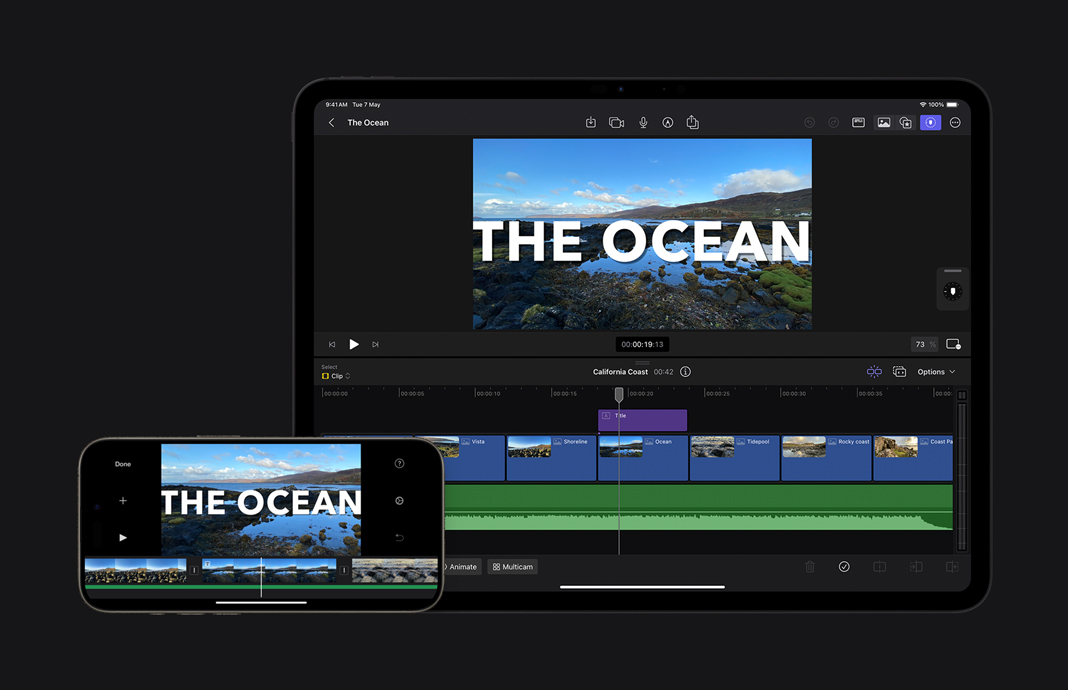 iMovie for iOS project opened in Final Cut Pro for iPad for finishing.