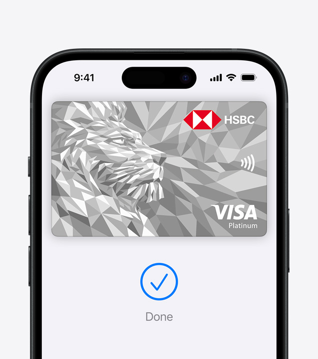 一幅近鏡特寫展示在 iPhone 上使用 Apple Pay，透過 Face ID 安全地授權一則付款。