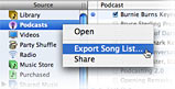 Export subscription list