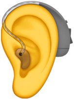 Emoji de orelha com aparelho auditivo.