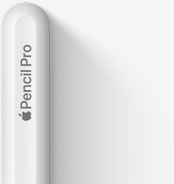 The top of Apple Pencil Pro is shown with a rounded tip, the Apple logo and the words Pencil Pro.