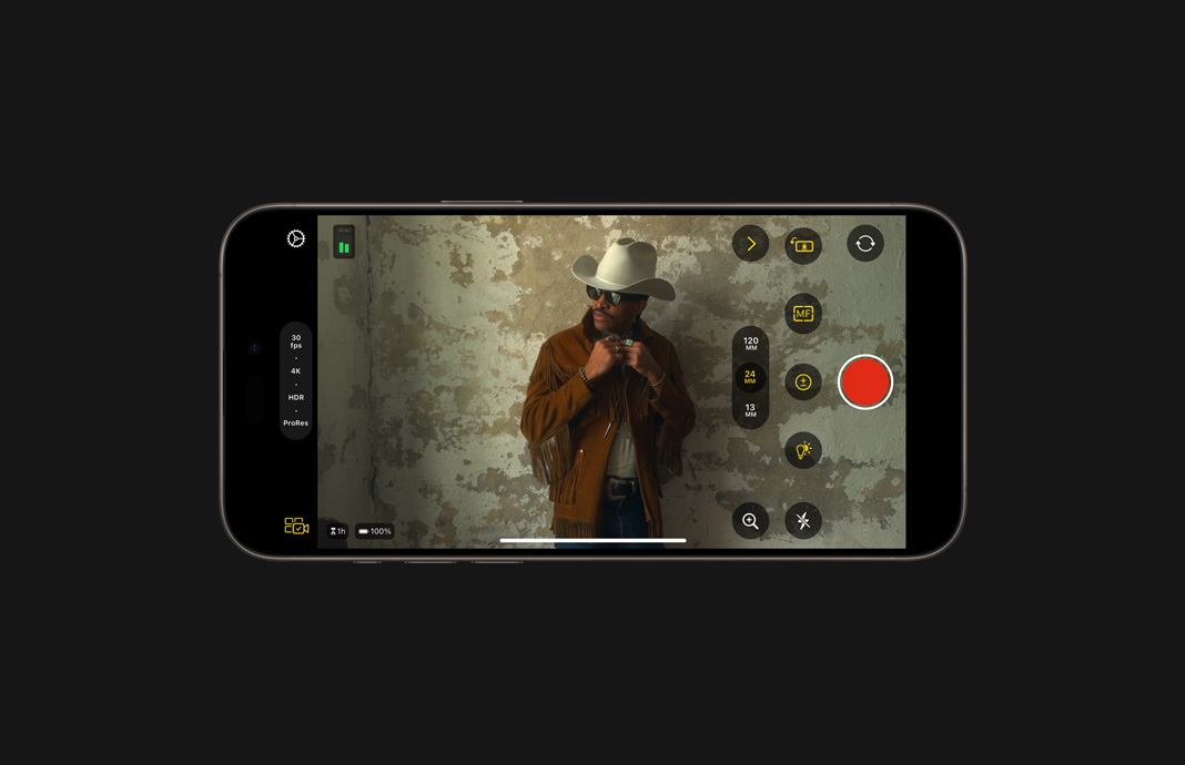 Capturing footage in Final Cut Camera on iPhone.