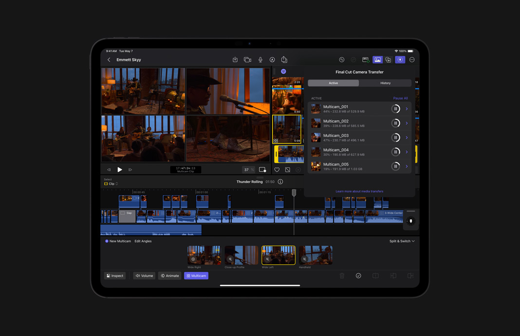Transferring files from Final Cut Camera to Final Cut Pro for iPad on iPad Pro
