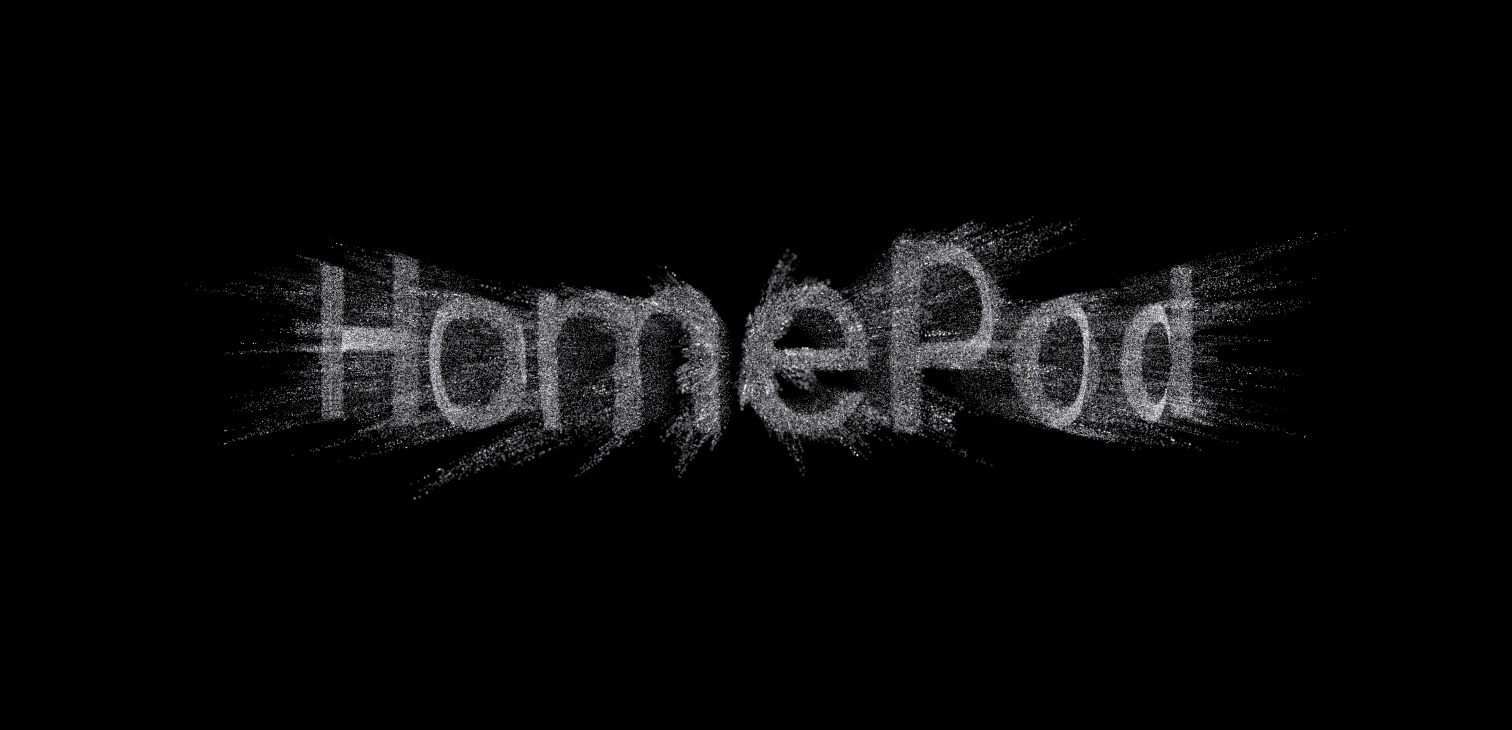 Particules animées formant le logo HomePod