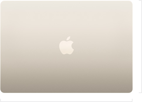 15-tollise MacBook Airi väliskülg, kinni, keskel asuv Apple'i logo