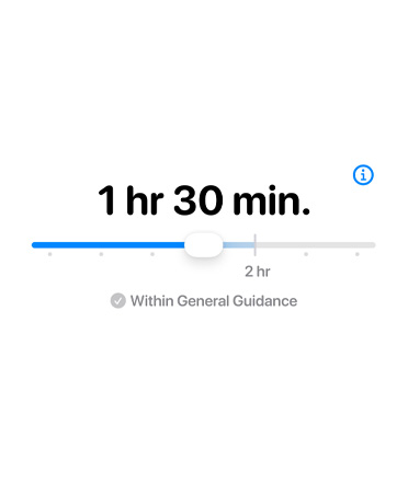 Screen displaying Time Allowance feature with an adjustable bar for time allotted.