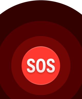 Икона за SOS обаждане, вградени червени кръгове с бял надпис SOS в средата