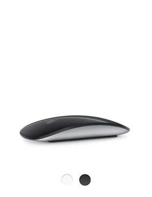 Magic Mouse com superfície Multi-Touch preta e estrutura de alumínio prateado