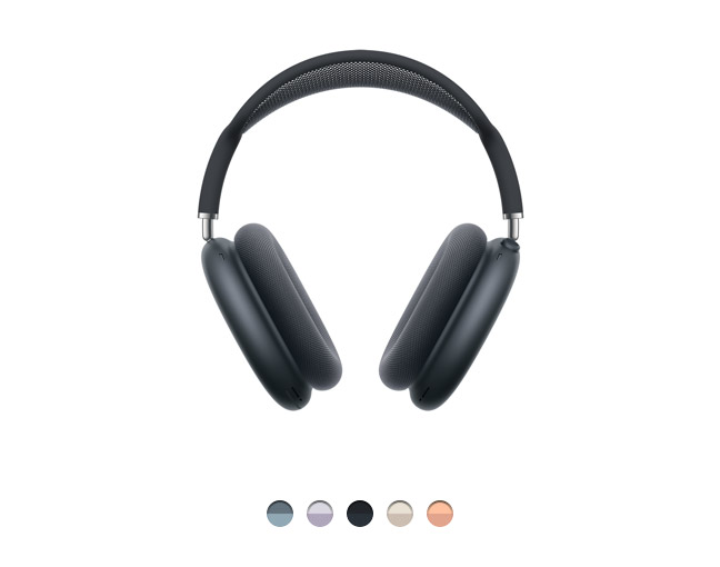 Fones de ouvido circum-auriculares AirPods Max meia-noite com fones de alumínio, almofadas e hastes ajustáveis que unem os fones ao arco