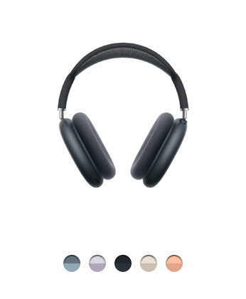 Fones de ouvido circum-auriculares AirPods Max meia-noite com fones de alumínio, almofadas e hastes ajustáveis que unem os fones ao arco