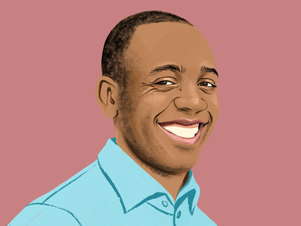 Illustrated portrait of Brian smiling, looking at the reader.
