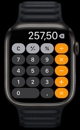 Apple Watch Series 7 Displaying Calculator App
