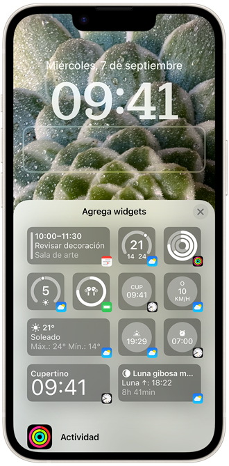 A screen displays the Add Widgets customization pop-up, demonstrating how easy it is to add the widgets you want to your Lock Screen.