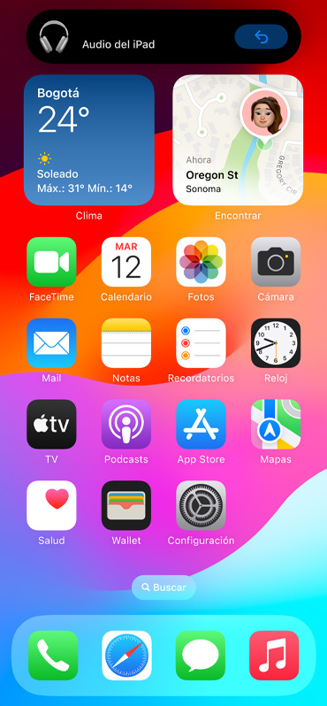 Imagen de la notificación de cambio automático de dispositivo en la pantalla del iPhone.