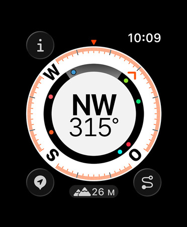 Backtrack Feature, Messdaten: Kompass, Höhenmeter, markierte Wegpunkte