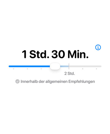 Ein Display zeigt das Feature „Zeitfreigabe“ mit einer anpassbaren Leiste für die zugelassene Zeit an.