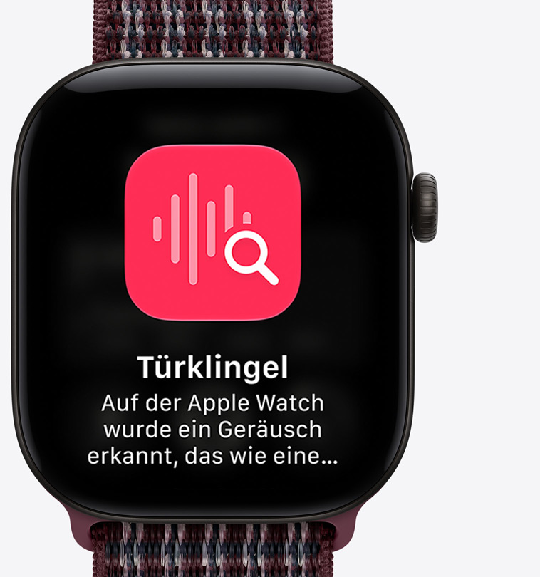 Apple Watch Series 12, Aluminiumgehäuse, Farbe Schwarz, Bildschirm mit angepinnten Unterhaltungen, Sport Loop Armband, Farbe Burgunder Kariert