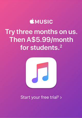 Apple Music -Try three months on us. Then half price for students. Start your free trial*