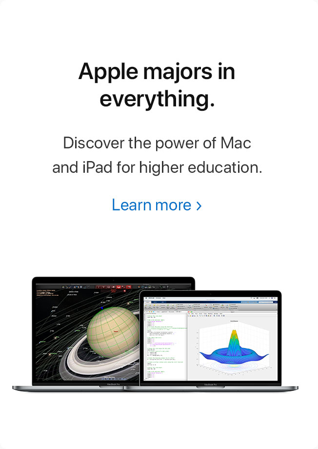 Apple majors in everything. Discover the power of Mac and iPad for higher education. Learn more