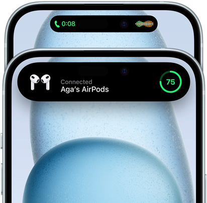 iPhone 15 ekraanil kuvatakse Dynamic Islandi laiendatud vaade rakenduse Doordash tellimuse staatusest