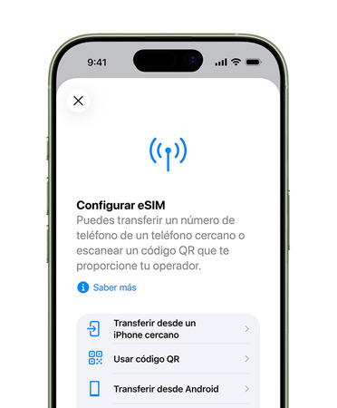 iPhone Air, parte delantera, prestación Configuración de Datos Móviles en uso
