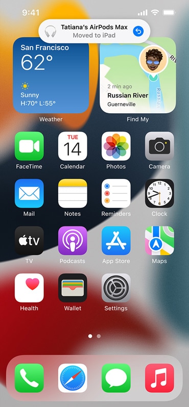 Image shows automatic switching notification on iPhone screen.