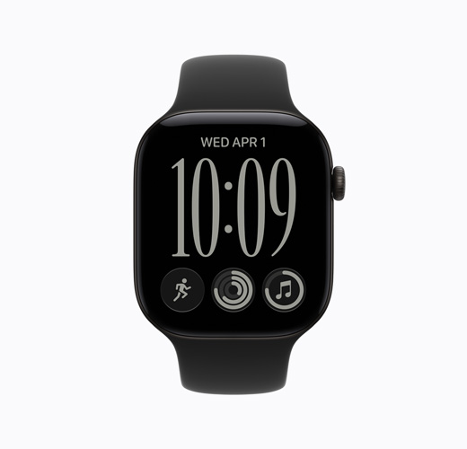 Apple Watch Series 11, coloris noir de jais, côté