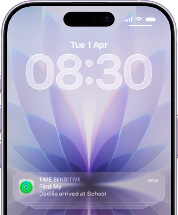 An iPhone with various built-in Apple features around it.