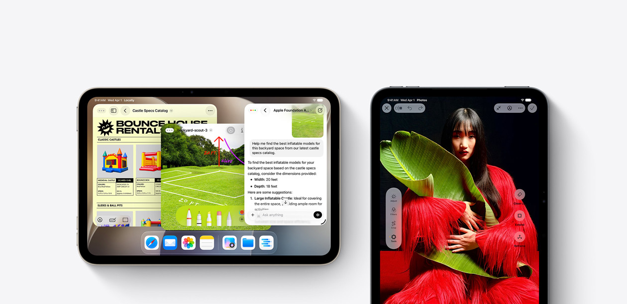 Vista frontale di vari iPad mini con diverse app.